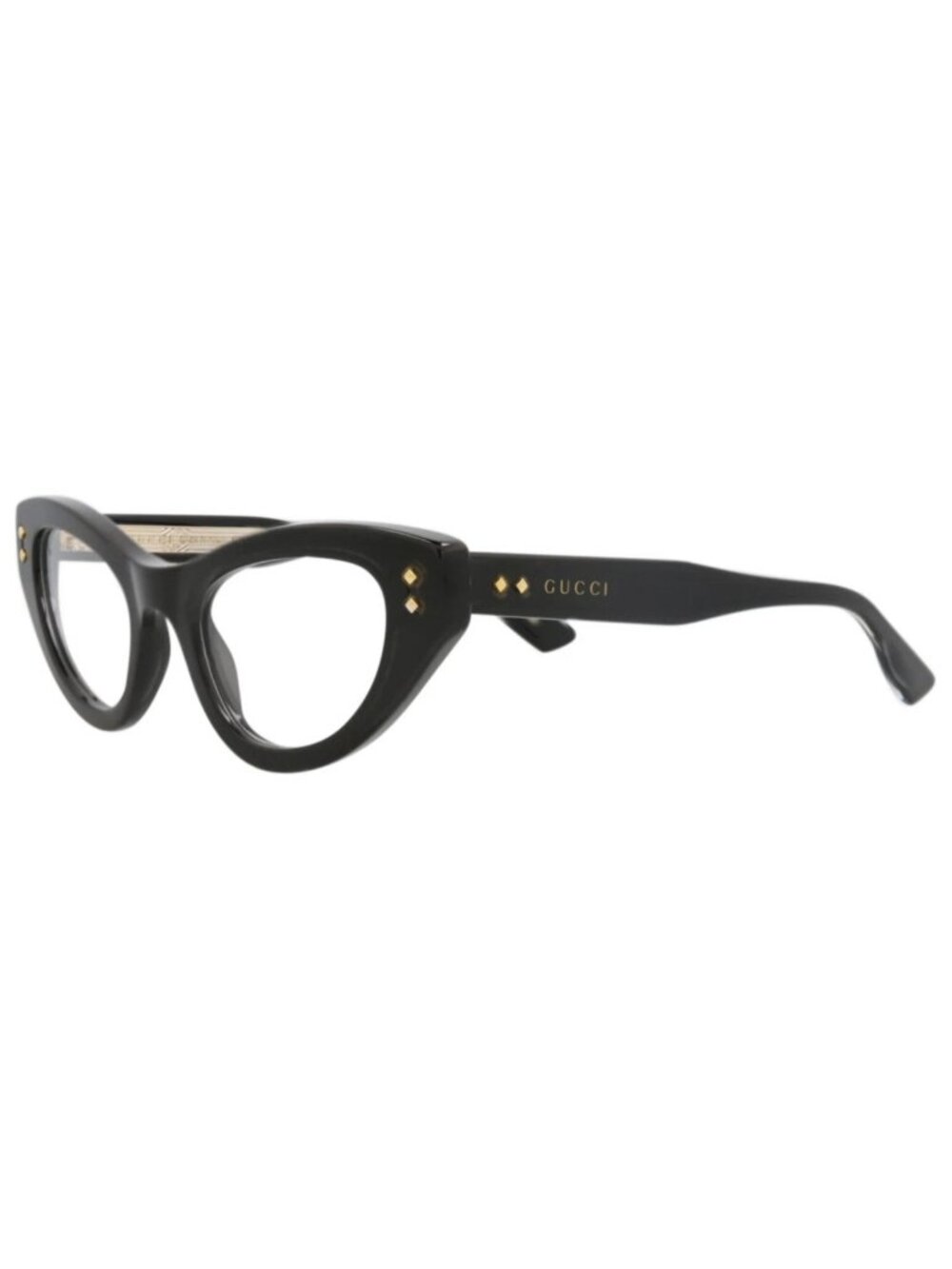New Gucci Women's Eyeglasses Cat Eye Acetate Frame Black Black Transparent
